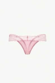 Bisouelle Fashion Lace-Trim Low-Waist Thong Panties - Pink - View 1