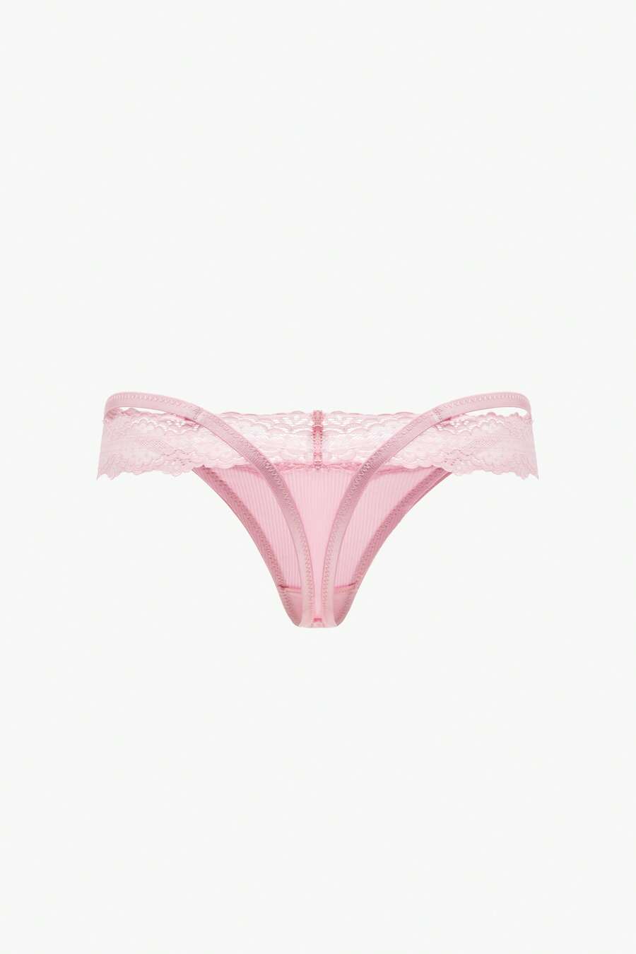 Bisouelle Fashion Lace-Trim Low-Waist Thong Panties - Pink - View 1