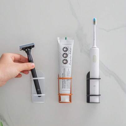 1 Giá đỡ bàn chải đánh răng bằng nhựa, kiểu dáng tối giản, thanh lịch, treo tường, phù hợp trang trí phòng tắm gia đình, trang trí mùa thu, trang trí mùa tựu trường.