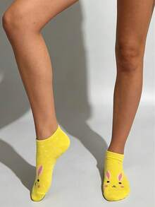 Conjunto de 5 pares de meias femininas minimalistas com estampa de gatinhos fofos, respiráveis e versáteis para uso diário, atividades ao ar livre, viagens, ciclismo, exercícios, até para beber, com franjas, perfeitas para sorvetes e meias até o joelho. - Multicolorido - Ver 5