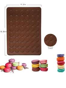 Tấm lót nướng bánh Macaron bằng silicon 30/48 ô, kèm 5 đầu phun kem trang trí, dễ vệ sinh và tái sử dụng, khay nướng chống dính dùng cho bánh quy, bánh cupcake trong lò nướng gia đình. - Cà phê nâu - Xem 3