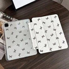 1 chiếc ốp lưng bảo vệ bằng acrylic trong suốt màu đen họa tiết nơ và hoa, có thể gập lại và chân đế, kèm khe cắm bút cảm ứng, tương thích với iPad 10.9/10.2/Air thế hệ thứ 5/Pro 11/10/9.7/Air 2/(thế hệ thứ 7)/(thế hệ thứ 8)/Air 4/5/Pro thế hệ thứ 11/10 10.9 inch 2022, Galaxy Tab S10+/S9/A9, 5/5PR/6/6PRO/7/7PRO - Nhiều màu - Xem 8