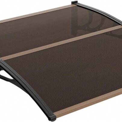 Weather-Resistant Protection Outdoor Door Awning - Aluminum & Polycarbonate Canopy, Transparent Modern Shelter For Front Door, Patio, Garage - Central Support, Easy Install