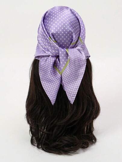 Un pañuelo de seda cuadrado de 70*70cm con estampado de lunares elegante y de moda para mujer, ideal para primavera como decoración, pañuelo para la cabeza o bufanda