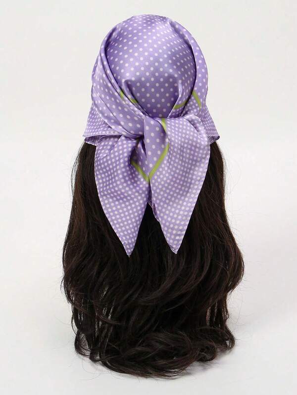 女士奢华优雅时尚波点印花春季70*70厘米真丝方巾头巾披肩装饰真丝围巾