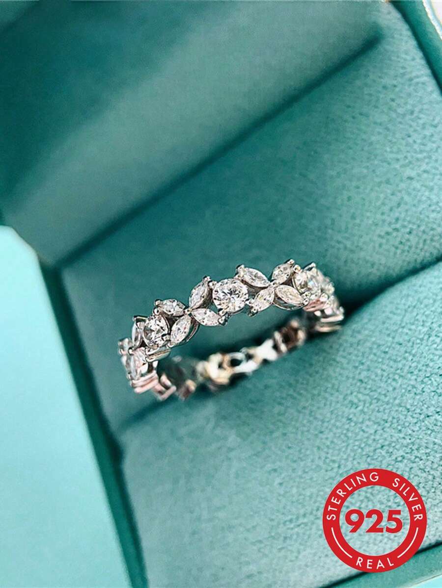 1枚S925纯银优雅双层戒指，精致珠宝礼品，适合女性日常佩戴