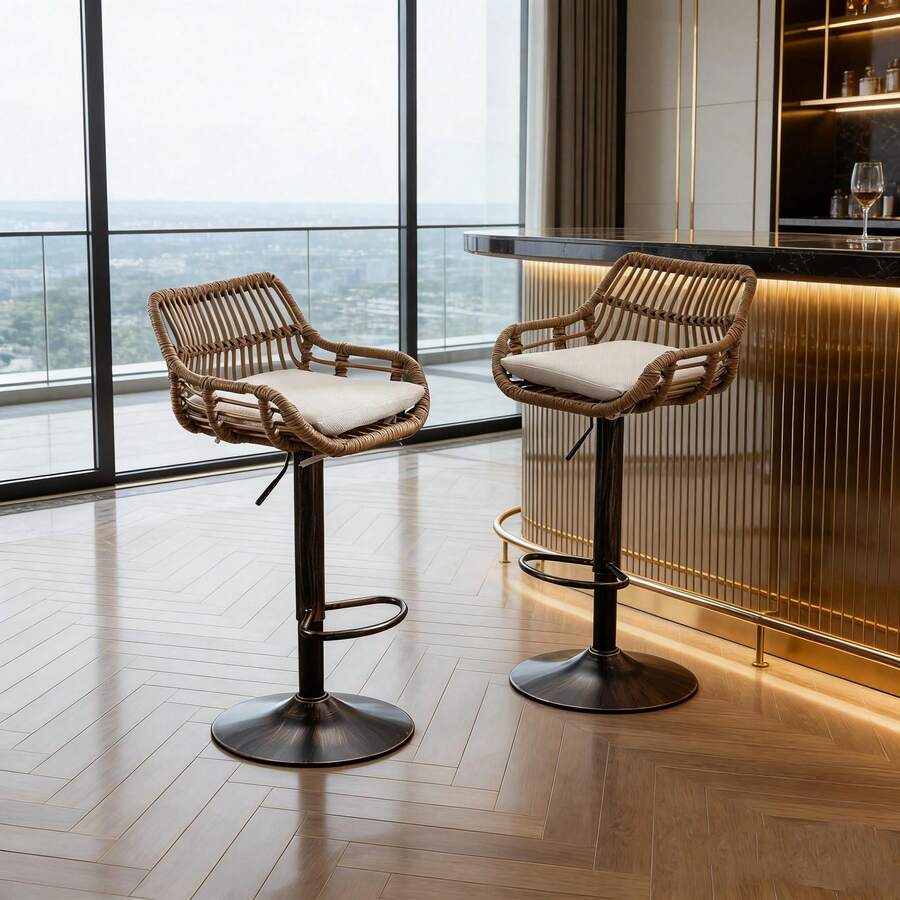 Barstools - Beige + Linen + Foam - View 1