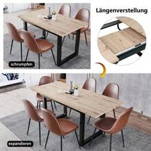 Mesa de comedor extensible, L140/180*W80*H75, estilo industrial, rectangular, mesa de centro/ocio, mesa de comedor de hierro simple y moderna, mesa de comedor multifuncional que ahorra espacio, MDF, aspecto roble + negro - Caqui - Ver 7