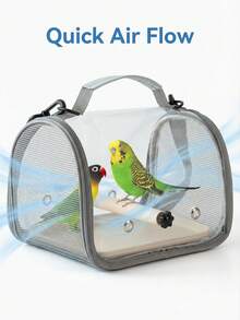 Portable Pet Travel Cage, Suitable For Parrots, Pigeons, Sparrows, Hamsters, Lizards, With Zipper Closure, Breathable, Transparent Bird Carrier Backpack, Equipped With Wooden Frame, Plastic Base, Adjustable Shoulder Strap And Breathable Mesh Design, Suitable For Parrot And Bird Toys - Multicolor - View 4