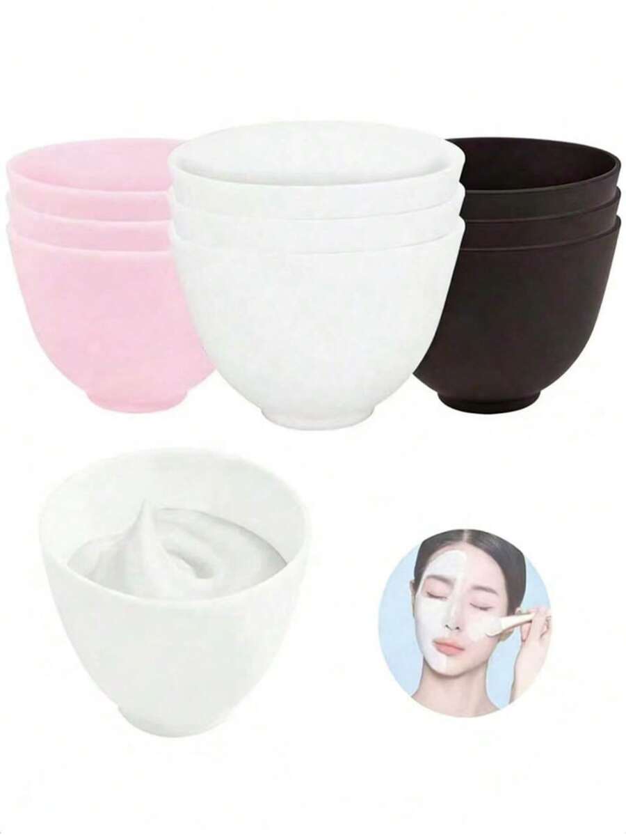Bộ 4/2 tô trộn mặt nạ gấp gọn, tái sử dụng, thích hợp để tự làm mặt nạ và chăm sóc da, bền và dễ vệ sinh, phù hợp sử dụng tại nhà, salon và spa, không chứa paraben. - Nhiều màu - Xem 1