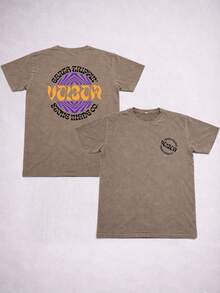 Stonewashed Basic Comfortable T-Shirt For Everyday Wear, Sizes PP To GG, Volcom Art Streetwear Urban Culture Street Fashion Street Graffiti Skater Skateboard Shirt Blouse Unisex Men's Women's 100% Cotton Top Premium Streetwear New Release Immediate Shipping Various Colors!! Plus Size - 鏽棕色 - 查看 3