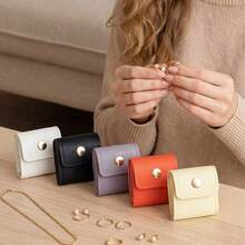 Minimalist Multi-Color Mini Microfiber Leather  Roll, Foldable & Portable  Pouch For Necklaces/Rings/Earrings, Compact Scratch-Resistant Storage Bag With Dividers & Snap,  Women's Commute/Vacdecoration/Business Travel Gift, Travel Essential, Travel Organizer, Holiday Essential, Christmas Gift - 彩色 - 查看 6
