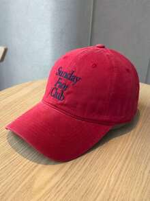 1顶时尚字母刺绣棒球帽，韩版软顶棒球帽，春夏新款户外旅行遮阳帽，时尚女帽，适合海滩、度假、节日等场合。 - 多色 - 查看 9