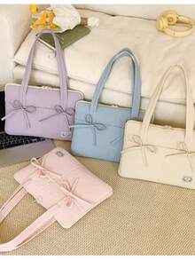 14 Inch Bowknot Handbag, Lightweight Versatile Commuter Tote Bag For Women - Multicolor - View 2