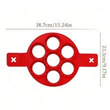 1 Piece Silicone 7-Hole Pancake & Fried Egg Mold - Nonstick, Heat-Resistant Reusable Egg Ring Maker - Red - View 6