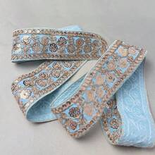 Ren thêu chỉ vàng cổ điển đính sequin, phụ kiện tóc Hanfu Lolita tự làm. - màu xanh lá - Xem 7
