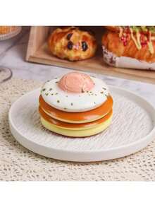 1pc Soft Slow Rebound Realistic Egg Tart, Bite Into The Flowing Egg Yolk Layered Cake, Sweet Dessert Squeeze Toy, Home Decor Display Sample - Multicolor - View 5