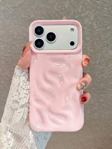 Ốp lưng điện thoại màu hồng lượn sóng cho iPhone 17promax/17pro/17air/17/16promax/16/16pro/16plus/15/15promax/15pro/15plus/11/12/13/14promax/11pro/11promax/12pro/12promax/13pro/13promax/14pro/14promax/14plus, ốp mềm, đơn giản và sáng tạo. - Hồng - Xem 2