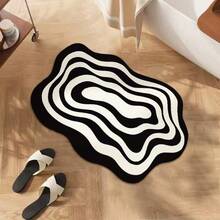Soft Diatomaceous Earth Bath Mat, Non-Slip Quick-Drying Absorbent Bathroom Floor Mat, Minimalist Bathroom Rug, Toilet Foot Mat, Anti-Slip Wear-Resistant Entrance Door Mat, Table Mat - Black and White - View 10