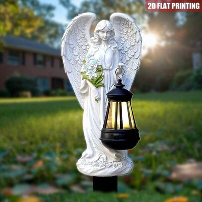 2D Flat, Non-3D Single Angel Garden Ground Stake Decor, Classic Decorative Art Style Garden Stake, No Power Supply, With Basic Marker, Suitable For Potted Plants