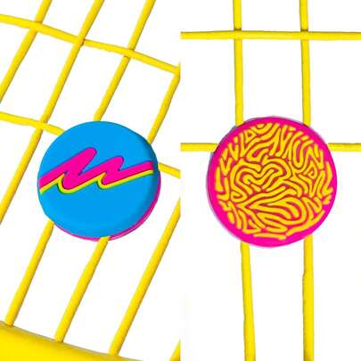 Get A Grip Tennis Dampeners – Vibration Dampener For Tennis Rackets – Shock Absorbing, Reduce String Vibration & Improve Feel – Fun, Colourful, Retro Designs – Tennis Accessories Gift