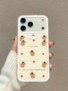 1pc Foldable Kickstand Shockproof High-Transparent TPU Protective Phone Case, Cute Pet Inspired Bow Decor Design, Full Coverage Invisible Bracket, Suitable For Gifting On Occasions Like Valentine's Day, Graduation, Daily Use For Students And Binge Watchers - Clear - View 3