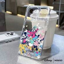 Miniso Ốp điện thoại Disney Mickey và những người bạn thiết kế chủ đề lễ hội, tương thích với iPhone 17/17 Pro/17 Pro Max/17 Air/16/15/14/13/12/11/X Series, ốp điện thoại iPhone 17 Pro Max, ốp điện thoại iPhone 17 Pro, ốp điện thoại iPhone 17, quà Giáng sinh cho bạn gái - Trong sáng - Xem 2