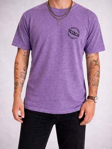 Stonewashed Basic Comfortable T-Shirt For Everyday Wear, Sizes PP To GG, Volcom Art Streetwear Urban Culture Street Fashion Street Graffiti Skater Skateboard Shirt Blouse Unisex Men's Women's 100% Cotton Top Premium Streetwear New Release Immediate Shipping Various Colors!! Plus Size - 紫色 - 查看 5