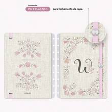 Capa e Contracapa Para Caderno Iscool Disc Entrepontos Monograma Letra W - M (17 x 23 cm) - Visão 2