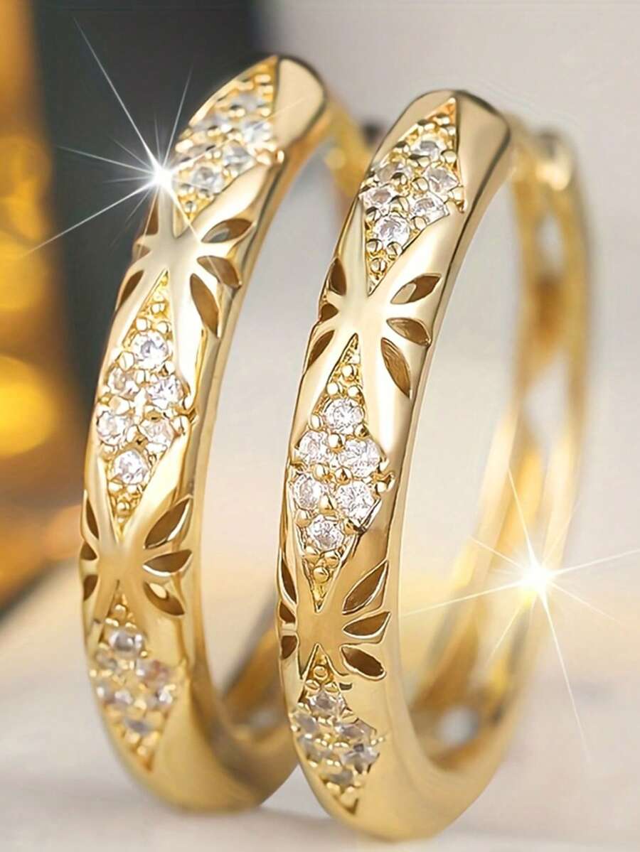 1对女士时尚立方氧化锆大号耳环，适合派对、订婚、周年纪念、情人节礼物 - 4# - 查看 1