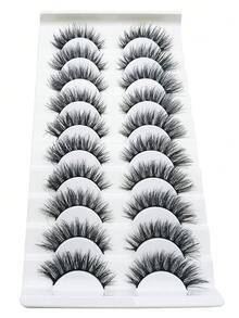 10 cặp lông mi giả dày và mềm mại, tự nhiên, cong và tạo cảm giác như lông mi thật, rất cần thiết cho việc trang điểm mắt hàng ngày. - Xem 8