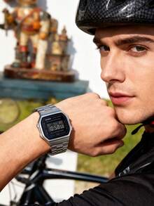 Casio 卡西欧 A168WGG-1B 系列 | 男女通用电子表 | 每日闹铃 | 标准时间显示：时、分、秒、下午/下午、日期、星期 - 黑與白 - 查看 3