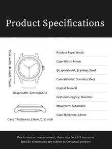 Fossil Neutra ME3196 Men's Stainless Steel Automatic Mechanical Watch With White Skeleton Dial - White - View 6