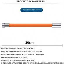 Bộ nối dài vòi nước chống bắn tóe đa năng với ống mềm – Bộ nối dài vòi nước xoay 360° có đầu sục khí và ống điều chỉnh được, bộ tạo bọt, bộ nối dài vòi nước, bộ nối dài ống thoát nước bồn rửa, bộ nối dài vòi nước phòng tắm, bộ chuyển đổi ống mềm (Màu cam) – Đồ dùng nhà bếp, Nhà bếp, Phòng tắm, Bồn rửa - Nhiều kiểu dáng - Xem 6