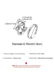 2pcs Fashion Minimalist Versatile Bow Knot Adjustable Finger Rings, Suitable For Daily, Party, Date, Festival, Summer Beach, Gift For Friends, Family, Couples, Jewelry Accessories - Silver - View 6