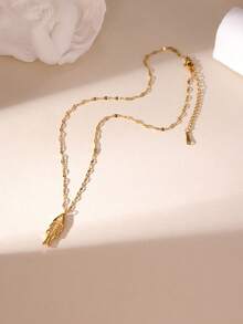 1 chiếc dây chuyền mặt dây điều chỉnh được bằng thép không gỉ mạ vàng 18K với họa tiết sinh vật biển như rùa, cá, vỏ sò và sao biển, thích hợp cho phụ nữ đeo hàng ngày và đi nghỉ mát. - Vàng - Xem 15