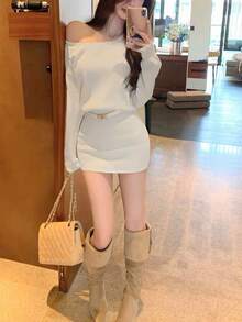 Women Short Dresses - 杏 - 查看 2