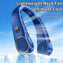 Neck Fan, Hands-Free Bladeless Neck Fan Portable Rechargeable, 360° Cooling Neck Fan, 5-Speed, Silent, 3000MAh Battery Powered USB Wearable Personal Fan For Women, Travel, Outdoor Gifts - 3000mAh - Blue - View 2