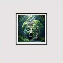 Bộ tranh đính đá tự làm hình Phật, đá tròn đều, phong cách thiền rừng mộng mơ, nghệ thuật tự nhiên, không bao gồm khung. - Không có khung - Xem 4