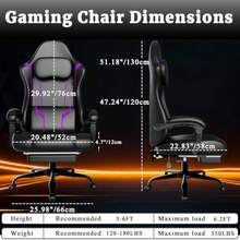 Gaming Chair Computer Chair with Footrest and Lumbar Support Ergonomic Video Game Chair with Headrest Height Adjustable Gamer Chair Office Desk Chair Purple - Púrpura - Ver 4