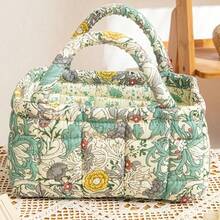 Vintage Flower Print Foldable Storage Basket With Handle - Portable Cosmetic/Laundry/Snack Organizer Bin For Home Decor, Ideal For Women & Girls, Trending 2026 - 6688 - 查看 6