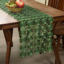 HXARTMIS 1PC Multicolor Daisy Hollow Crochet Lace Table Runner, Lightweight Floral Mesh Tablecloth, Long Vanity Table Decor Flag, Suitable For Dining Table, Wedding, Tea Party, Kitchen And Home Decor - Green - View 20