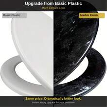 1pc Black Marble Pattern Toilet Seat, Fashion Design Universal Toilet Lid Cover For Bathroom - A - View 7