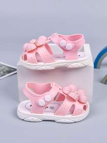 1 Pair Children's Flower Design Soft & Comfortable Shoes, Suitable For Girls In Summer - Pink - View 10