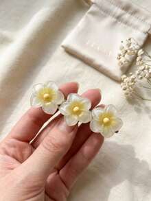 1 pieza Clip para el cabello de plástico ABS transparente con diseño de flor de lirio, versátil para el verano, la playa, el uso diario, como regalo, para peinados - Amarillo - Ver 3