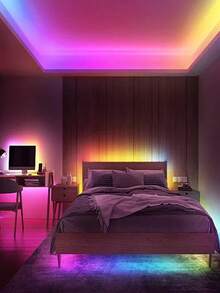 Set de tira de luz de neón RGB flexible de 1/2/3/4/5/8/10m con control remoto de 16 colores, regulable, alimentado por USB, resistente al agua, para decoración de fiestas de Navidad, iluminación ambiental de dormitorio, fondo de TV, espejo de maquillaje, tocador de baño, tira de luz de neón LED, luz ambiental decorativa flexible regulable por USB, iluminación de espejo de maquillaje, tocador, baño para transmisión en vivo, Navidad, jardín, patio, césped, árbol - luz policromática - Ver 3