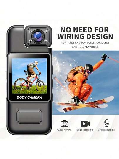 1pc 180° Rotatable Lens Sports Camera With Enhanced Night Vision, 1080P HD Video, Motion Detection, Loop Recording, 1000mAh Rechargeable Battery And Color Display, Suitable For Outdoor Sports, Travel, Pets, Daily Use, Travel Recording | Fashionable Camera Design | High Resolution Capture