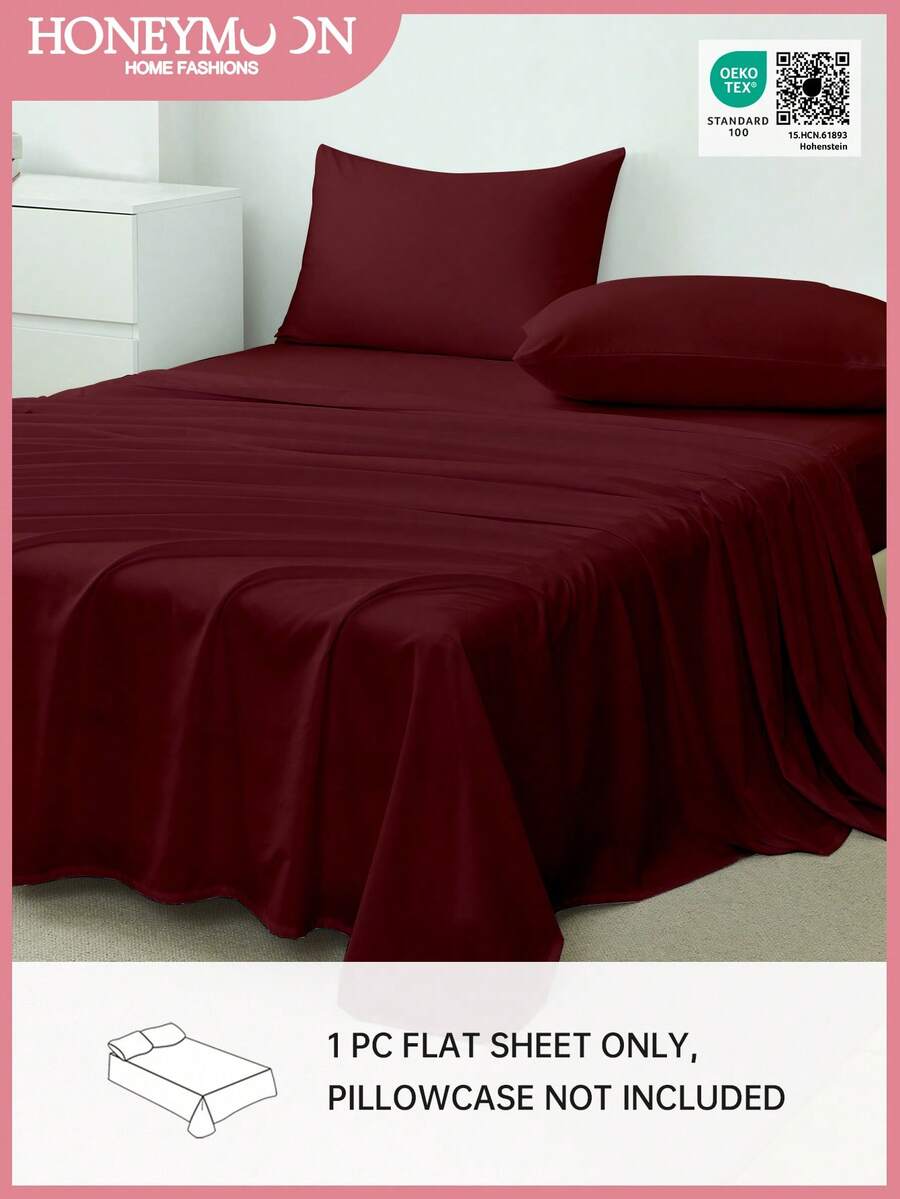 1 bộ ga trải giường màu trơn siêu mềm, nhẹ và thoáng khí, thiết kế túi sâu, phù hợp với giường đơn, đôi, cỡ Queen, King - vật dụng thiết yếu cho gia đình và ký túc xá, màu đỏ tía, đạt chứng nhận Oeko-Tex. - Màu Đỏ Sâu - Xem 1