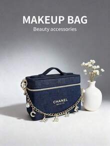 CHANEL 女士链条斜挎包，化妆包，旅行必备洗漱包，度假必备 - 藍色 - 查看 3
