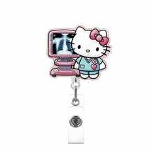 SANRIO 護士識別證捲軸組，可愛可伸縮式ID持卡器附手工吊飾，醫療卡通工作配件禮物，適用於聖誕節/生日/回醫院/學校/辦公用品，襯衫/夾克，配件，萬聖節裝扮，胸針，幽默教師禮物 - 彩色 - 查看 5